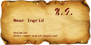 Neer Ingrid névjegykártya